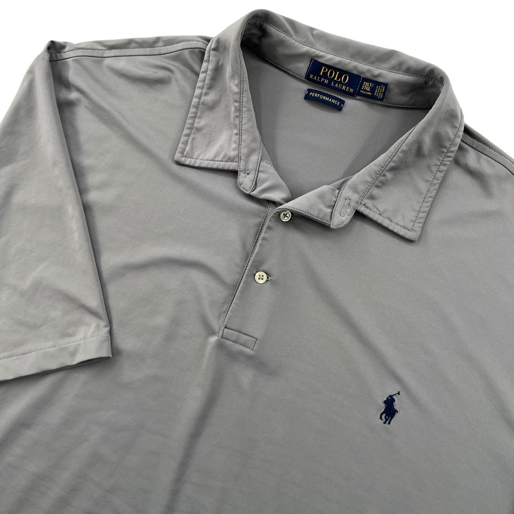 Polo Ralph Lauren Performance Polo Shirt Mens 2XLT Gray Short Sleeve Golf Preppy